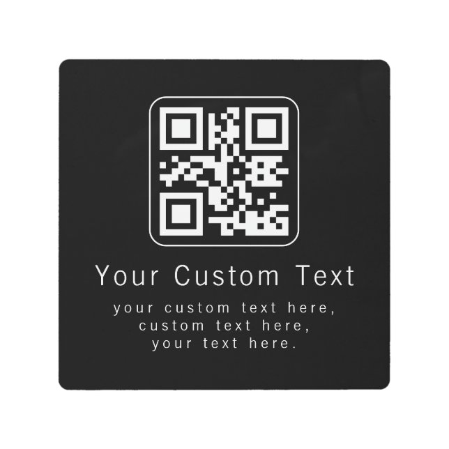 Customizable QR Code & Editable Text Template Metal Print (Front)