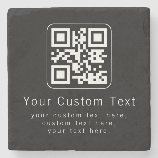 Customizable QR Code & Editable Text Template Stone Coaster (Front)
