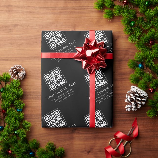 Customizable QR Code & Editable Text Template Wrapping Paper (Holiday Gift)