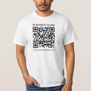 Customizable QR Code Mens Modern White Value T-Shirt