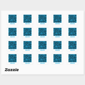 Customizable QR code SCAN ME blue Square Sticker