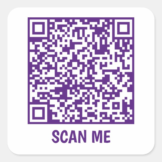 Customizable QR code SCAN ME purple Square Sticker (Front)