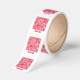 Customizable QR code SCAN ME red Square Sticker