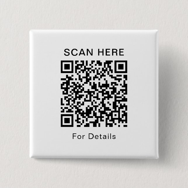 Customizable QR Code Square Button for Any Purpose (Front)
