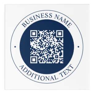 Customizable QR code & Text Dark Navy Blue Acrylic Print