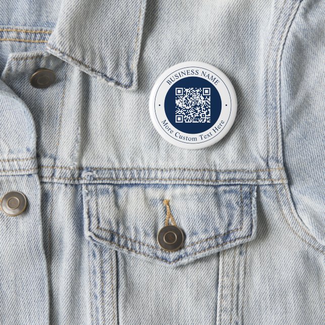Customizable QR code & Text | Dark Navy Blue Button (In Situ)