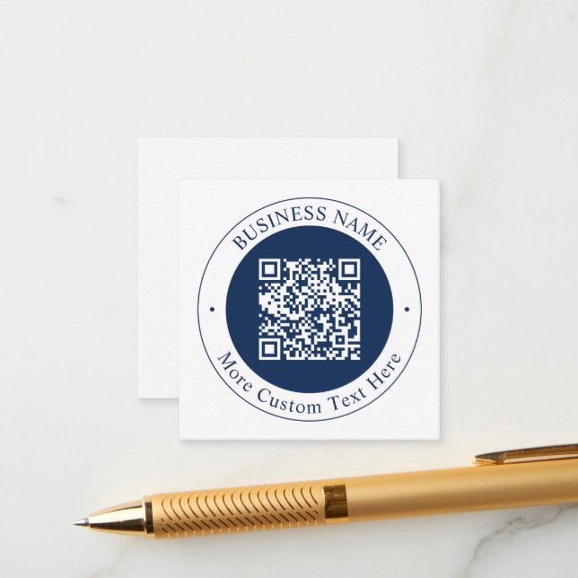 Customizable QR code & Text | Dark Navy Blue Enclosure Card (Front/Back In Situ)