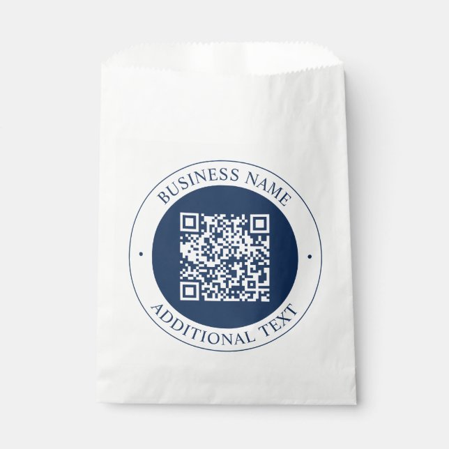 Customizable QR code & Text | Dark Navy Blue Favor Bag (Front)