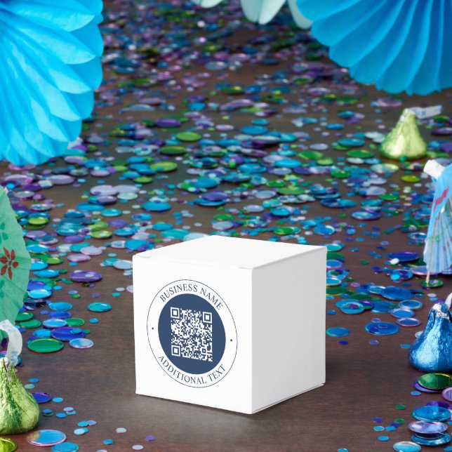 Customizable QR code & Text | Dark Navy Blue Favor Boxes (Party)