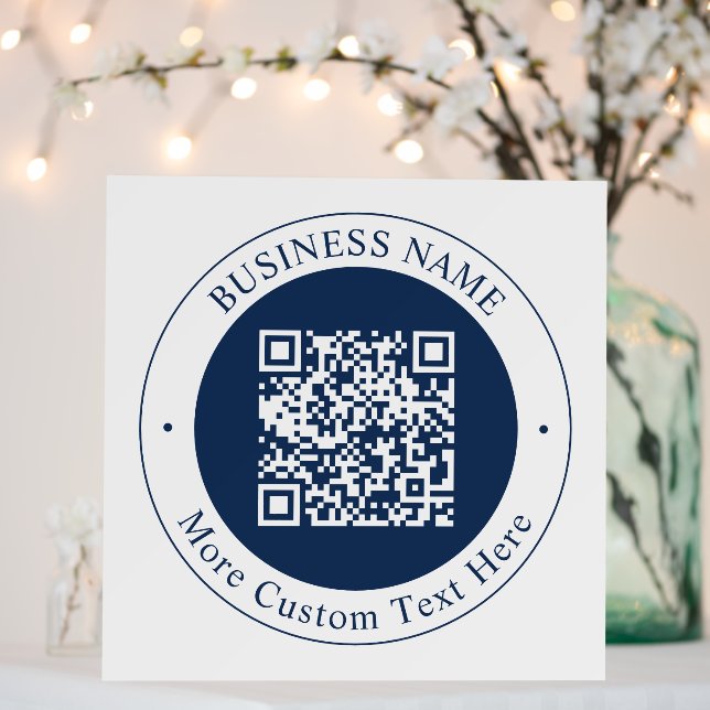 Customizable QR code & Text | Dark Navy Blue Foam Board (In Situ (Wedding))