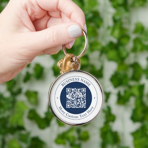 Customizable QR code & Text | Dark Navy Blue Keychain