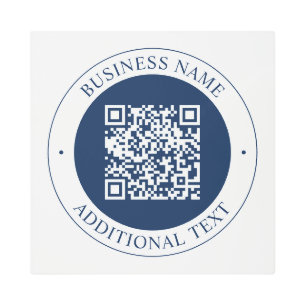 Customizable QR code & Text Dark Navy Blue Metal Print