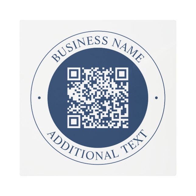 Customizable QR code & Text | Dark Navy Blue Metal Print (Front)