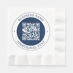 Customizable QR code & Text Dark Navy Blue Napkins