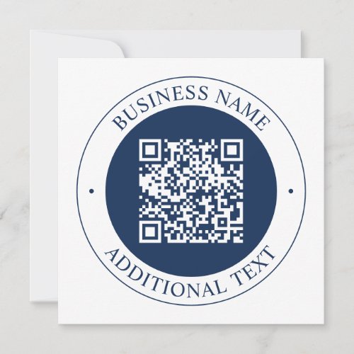 Customizable QR code & Text | Dark Navy Blue Note Card