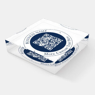 Customizable QR code & Text | Dark Navy Blue Paperweight