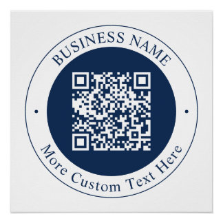 Customizable QR code & Text | Dark Navy Blue Poster