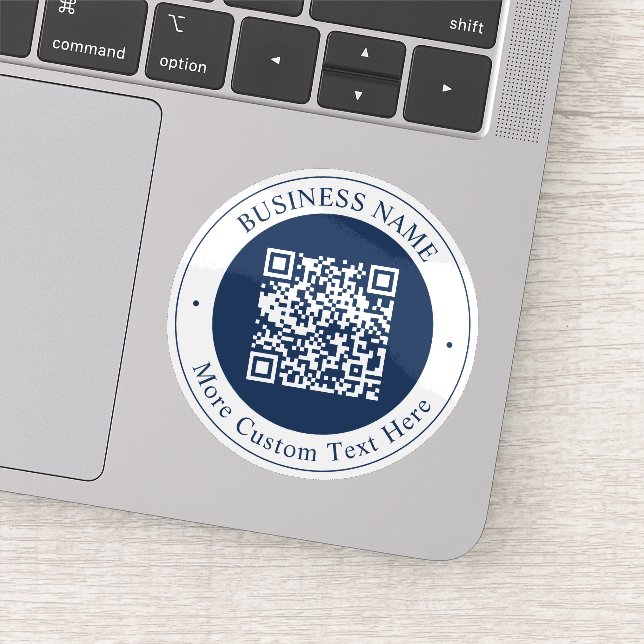 Customizable QR code & Text | Dark Navy Blue Sticker (Detail)