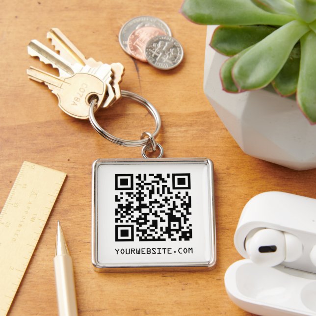 Customizable QR Code Your Webpage Link Keychain (Desk)