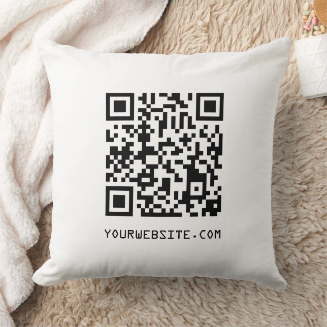 Customizable QR Code Your Webpage Link Throw Pillow (Blanket)