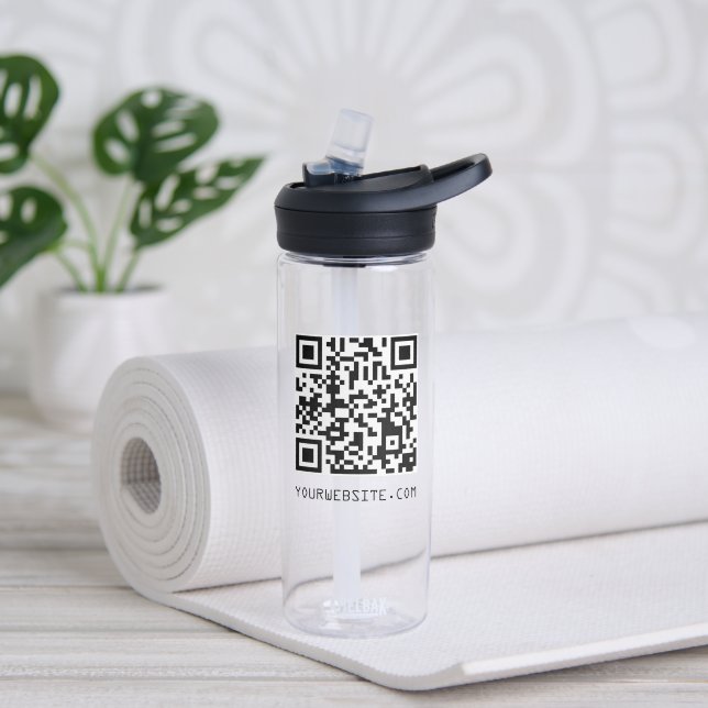 Customizable QR Code Your Webpage Link Water Bottle (Yoga)