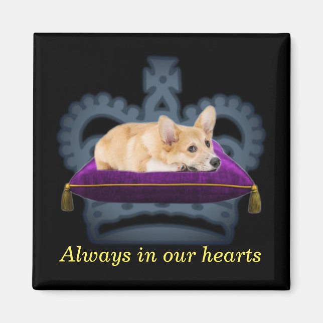 Customizable Queen corgi cushion crown Magnet (Front)