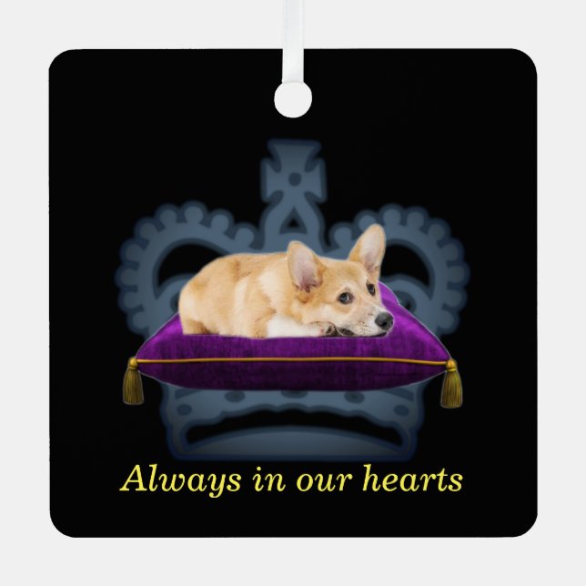 Customizable Queen corgi cushion crown Metal Ornament (Front)