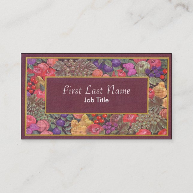 Customizable quilted fruit design business cards (Back)