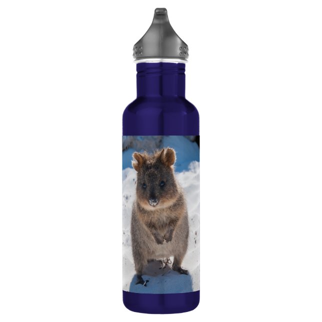 Customizable Quokka Beach Animal Blue Stainless Steel Water Bottle (Right)