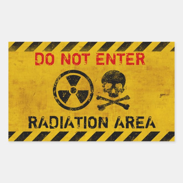 Customizable Radiation Hazard Sign Rectangular Sticker (Front)