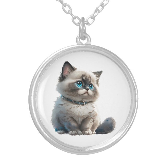 Customizable Ragdoll Cat Kitten Necklace (Front)