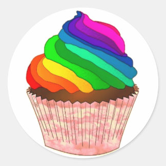 Customizable Rainbow Cupcake Pride Design Classic Round Sticker