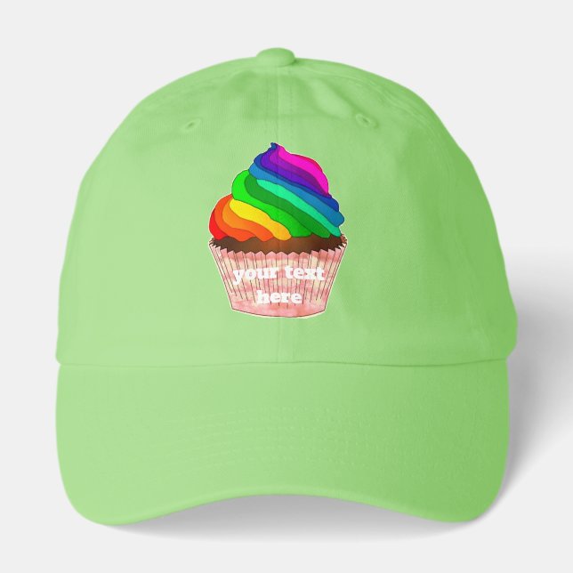 Customizable Rainbow Cupcake Pride Design Hat (Front)