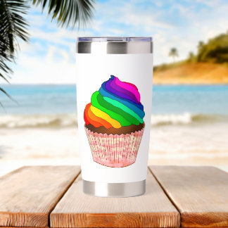 Customizable Rainbow Cupcake Pride Design Insulated Tumbler