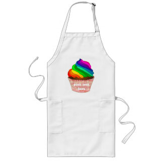Customizable Rainbow Cupcake Pride Design Long Apron