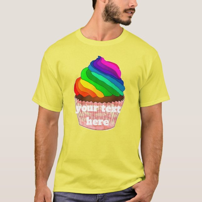 Customizable Rainbow Cupcake Pride Design T-Shirt (Front)