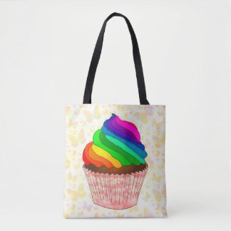 Customizable Rainbow Cupcake Pride Design Tote Bag