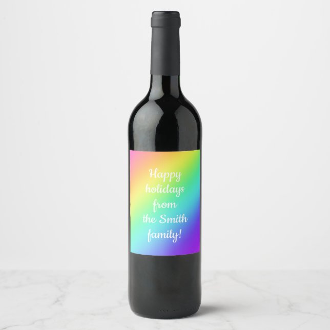 Customizable Rainbow Gradient Wine Labels (Front)