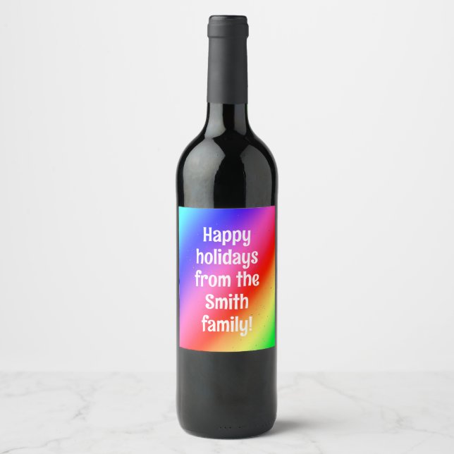 Customizable Rainbow Gradient Wine Labels (Front)