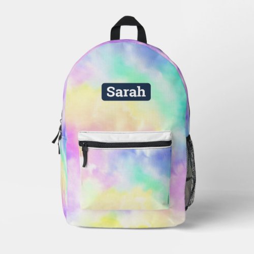 Customizable Rainbow Pastel Tie Dye Backpack