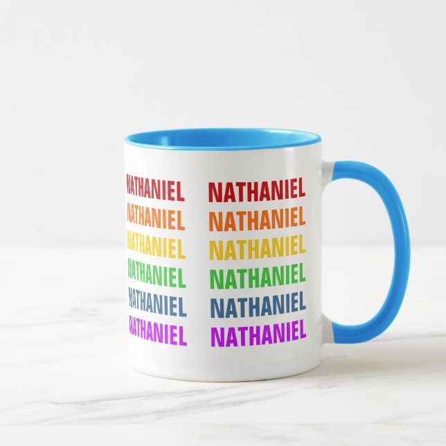 Customizable Rainbow Repeat Text Mug (Right)
