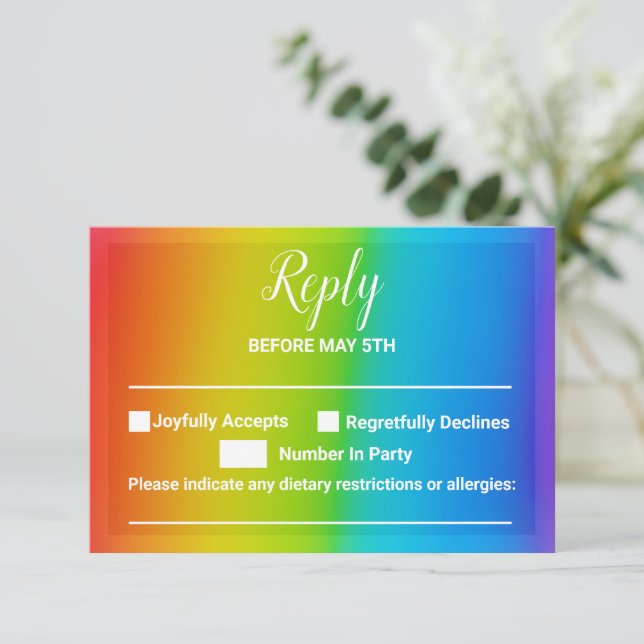 Customizable Rainbow Reply Cards (Standing Front)