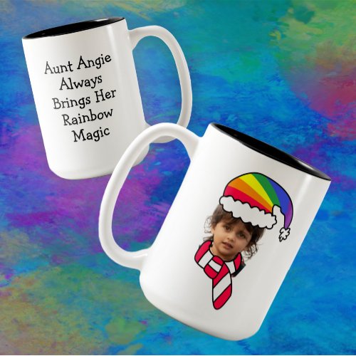 Customizable Rainbow Santa Photo Mug