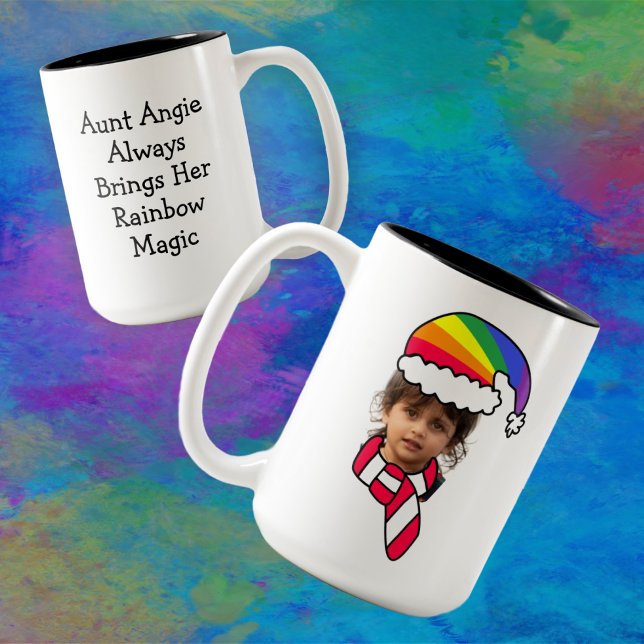 Customizable Rainbow Santa Photo Mug (Creator Uploaded)