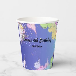 Customizable Rainbow Sky Birthday Party Decor Paper Cups