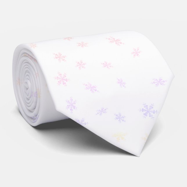 Customizable Rainbow Snowflakes Neck Tie (Rolled)