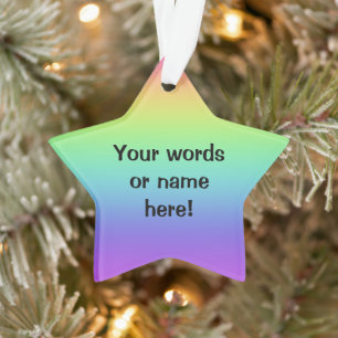 Customizable Rainbow Star Christmas Ornament
