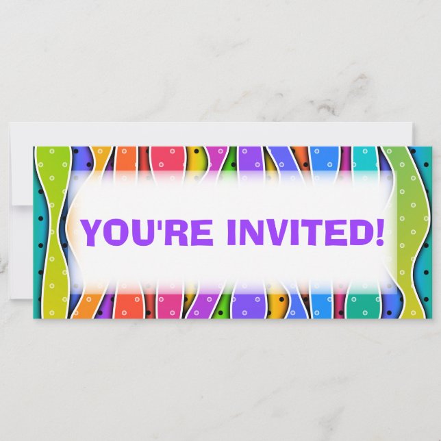 Customizable RAINBOW STRIPES PARTY INVITATION (Front)