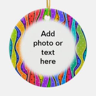 Customizable RAINBOW STRIPES Round ORNAMENT