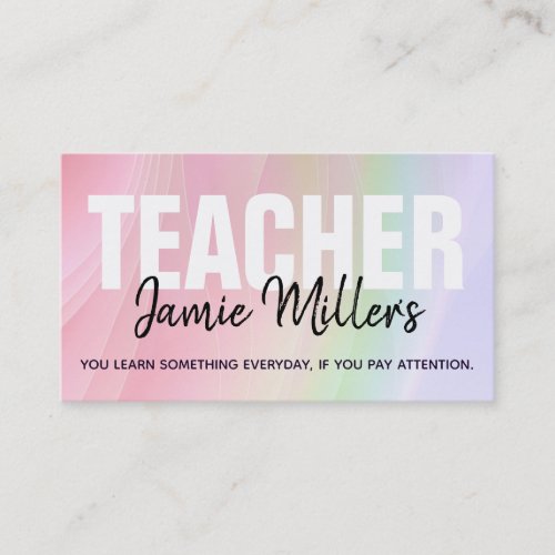 Customizable Rainbow Teacher Business Cards